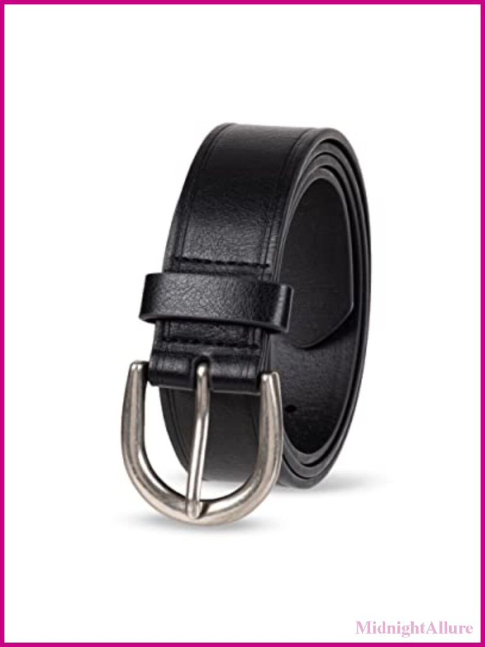 Women's Raw Edge Jeans Belt Wide Waist Strap Rounded Buckle